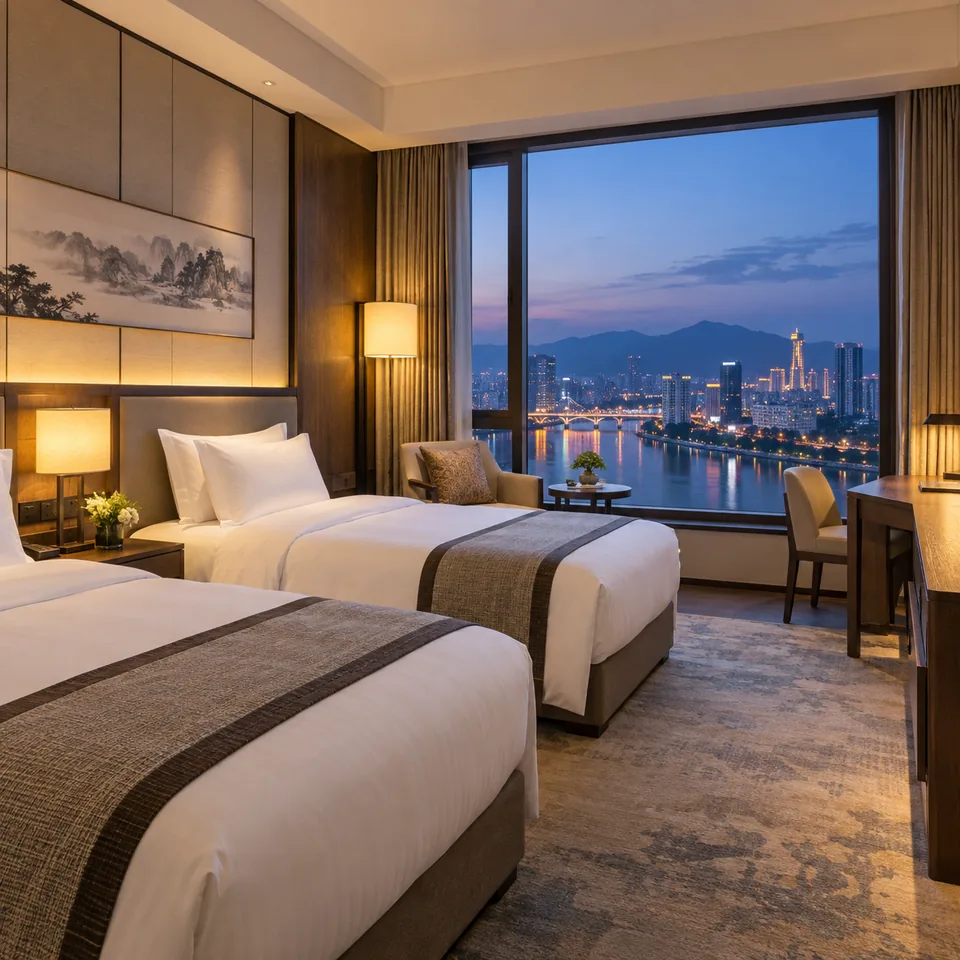 Bright city twin room